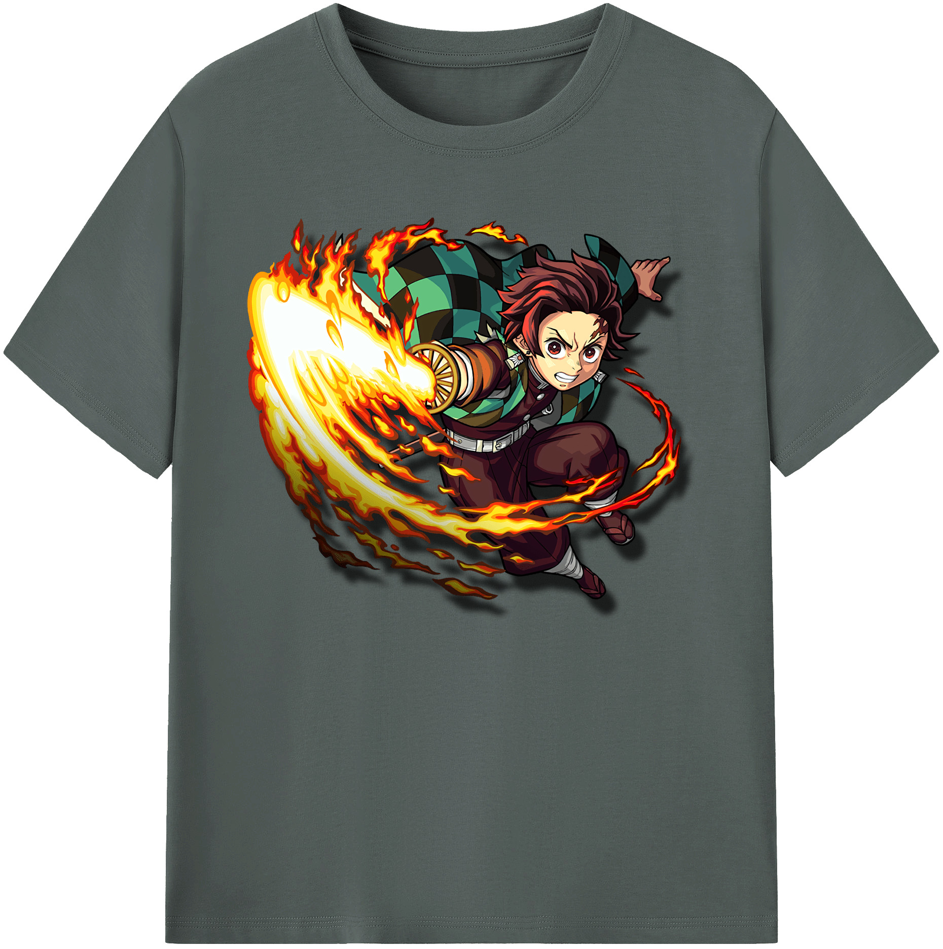（画像用） 鬼滅の刃 竈門 炭治郎／かまど たんじろう Kamado Tanjirou 綿100％ メンズ半袖Tシャツ｜肌触りやわらか＆通気性